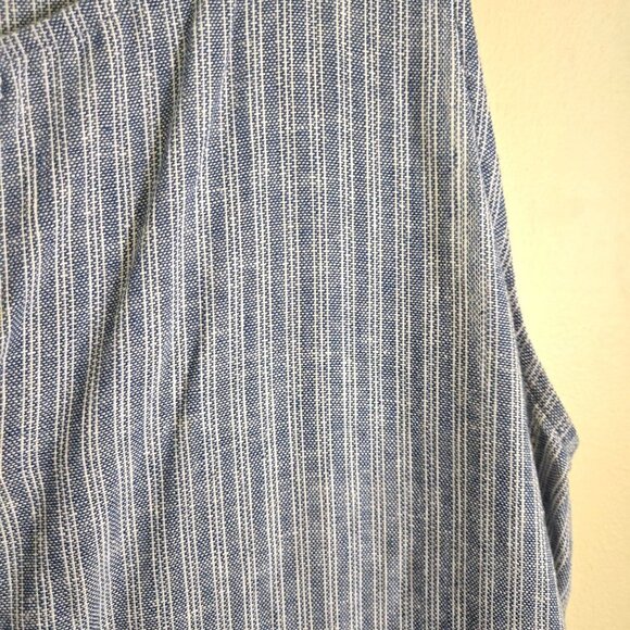 For Cynthia Blue Pin Striped Linen Blend Sheath Maxi Dress Size M - Picture 4 of 6